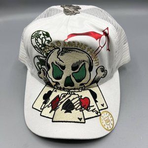 Vintage Cliff Raven Hat White Ed Hardy Japanese tattoo Snap back Trucker Cap 90s